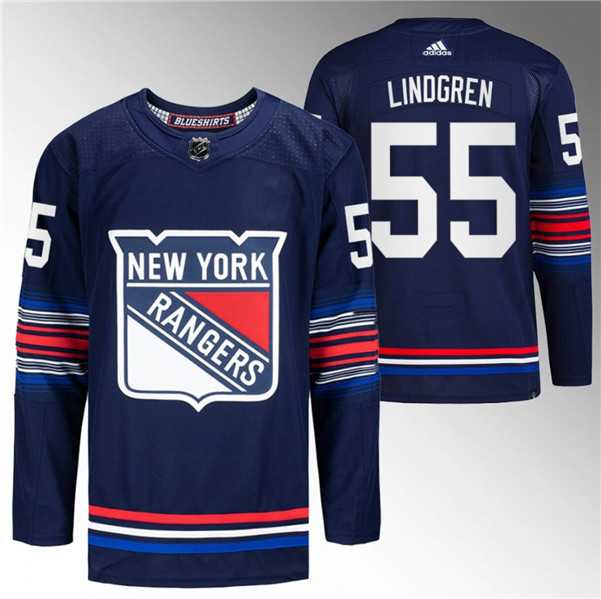 Men%27s New York Rangers #55 Ryan Lindgren Navy Stitched Jersey Dzhi